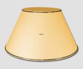 Rund lampesk�rm mellem h�j model 32 cm i h�jden betrukket med gul chintz stof med guldkant