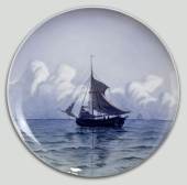Plate with sailing ship, produced by Royal Copenhagen