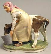 Pige med kalv, Overglasurfigur, Royal Copenhagen nr. 779-0