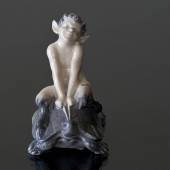 Faun på skildpadde, Royal Copenhagen figur