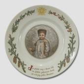 Peters jul platte nr. 1, Royal Copenhagen, indskrift: Jeg glæder mig i denne tid nufalder julesneen hvid, så ved jeg julen kommer