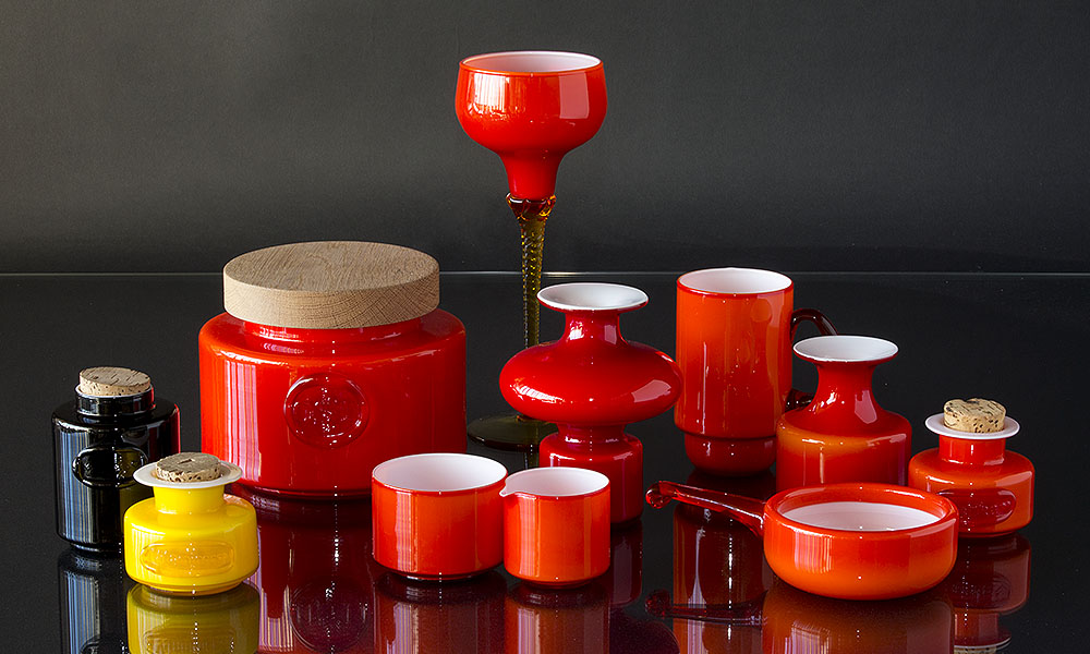 Holmegaard glass is an obvious option for adding colored vases and bowls to your retro decor