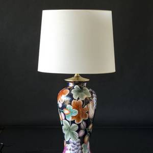 Large Chinese table lamp blue with fruits - Natura 2