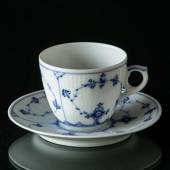 Blue Fluted, Plain, Expresso Cup with saucer