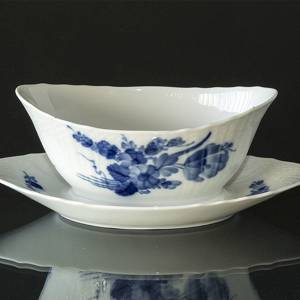 Blue Flower, Curved, Sauce boat on fixed stander | No. 10-1651 | DPH Trading