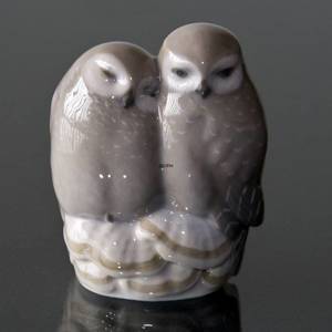 Pair of owls, Royal Copenhagen bird figurine no. 834 | No. 1020077 | Alt. R834 | DPH Trading