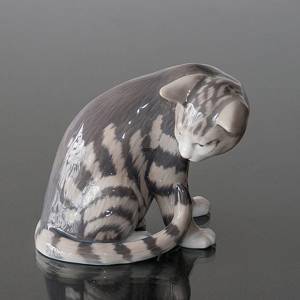 Cat sitting, Royal Copenhagen cat figurine | No. 1020301 | Alt. 1020301 | DPH Trading