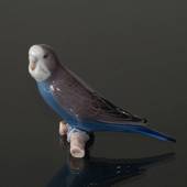 Blue Budgerigar, parakeet on branch, Bing & Grondahl bird figurine