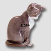 Grey cat, Bing & Grondahl cat figurine no. 2454