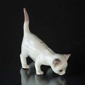 White Kitten, tail up, Bing & Grondahl cat figurine no. 2507 | No. 1020507 | Alt. B2507 | DPH Trading
