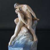 Wave and Rock, Man and Woman Kissing by the Sea, Royal Copenhagen figurine ...