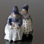 Amager Girls, Reading while in Regional Costume, Royal Copenhagen figurine ...