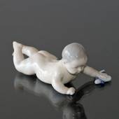 Toddler with sock trying to crawl, Royal Copenhagen figurine no. 1739