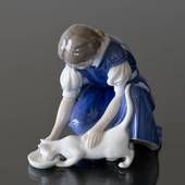 Only one Drop, Girl with Cat drinking milk, Bing & Grondahl figurine no. 17...