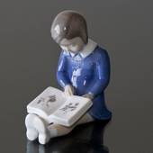 First book girl reading a book, Bing & grondahl figurine no. 2247