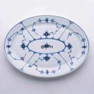 Blue Fluted, Plain, Flat oval Serving Dish 34cm | No. 1101633 | DPH Trading