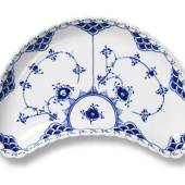 Blue Fluted, Full Lace, Half Moon Shape Pickle Dish 22cm