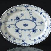Blue Fluted, Full Lace, oval Serving Dish 30cm