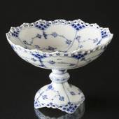 Blue Fluted, Full Lace, Cake Dish on high foot 21cm (See damage on pictures...