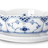 Blue Fluted, Full Lace, Sauce Boat on fixed stand