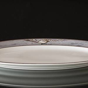Magnolia, Grey with Gold, Oval Serving Dish 33 cm., Royal Copenhagen | No. 1211374 | DPH Trading
