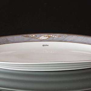 Magnolia, Grey with Gold, Oval Serving Dish 39 cm, Royal Copenhagen | No. 1211375 | DPH Trading