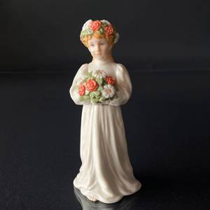 Lisbeth Carl Larsson Figurine, Girl Standing with bouquet and flower wreath in her hair, Royal Copenhagen figurine | No. 1249002 | DPH Trading