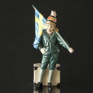 Lisbeth Carl Larsson Figurine, Girl Standing with Swedish flag, Royal Copenhagen figurine | No. 1249003 | DPH Trading