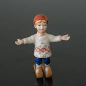 Boy Skiing, Mini Summer and Winter Children, Royal Copenhagen figurine