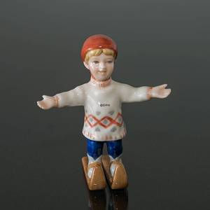 Boy Skiing, Mini Summer and Winter Children, Royal Copenhagen figurine | No. 1249259 | DPH Trading