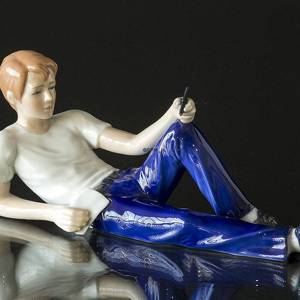 Young Man Writing Love Letter with beating heart, Royal Copenhagen figurine | No. 1249271 | DPH Trading