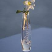 Glass vase solitaire with bluefluted relief, clear, Royal Copenhagen