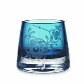 Glass tealight holder with Blue Fluted Decor in relief, blue, Royal Copenha...