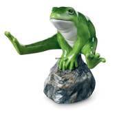 Green frog sitting on stone, Royal Copenhagen figurine