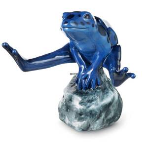 Blue frog sitting on stone, Royal Copenhagen figurine | No. 1249557 | DPH Trading