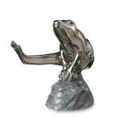 Platin frog sitting on stone, Royal Copenhagen figurine