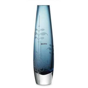 Glass vase solitaire with Blue Fluted Decor in relief, blue, Royal Copenhagen | No. 1249730 | DPH Trading