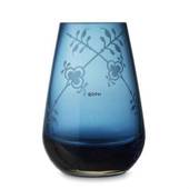 Glass vase with Blue Fluted Decor in relief, blue, Royal Copenhagen, 17cm