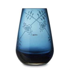 Glass vase with Blue Fluted Decor in relief, blue, Royal Copenhagen, 17cm | No. 1249731 | DPH Trading
