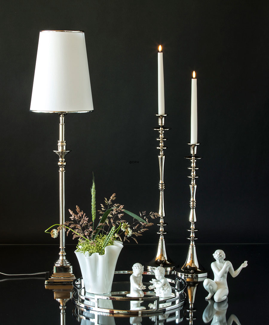 Candleholder Nickel/silver Finish 48 cm, Small