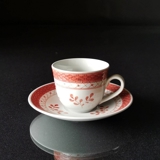 Royal Copenhagen/Aluminia Tranquebar, red, espresso cup no. 13/2124, capacity 0.75 dl cup Ø6,5cm