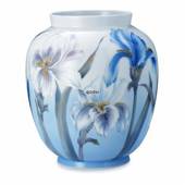 Vase with blue and white iris, Royal Copenhagen