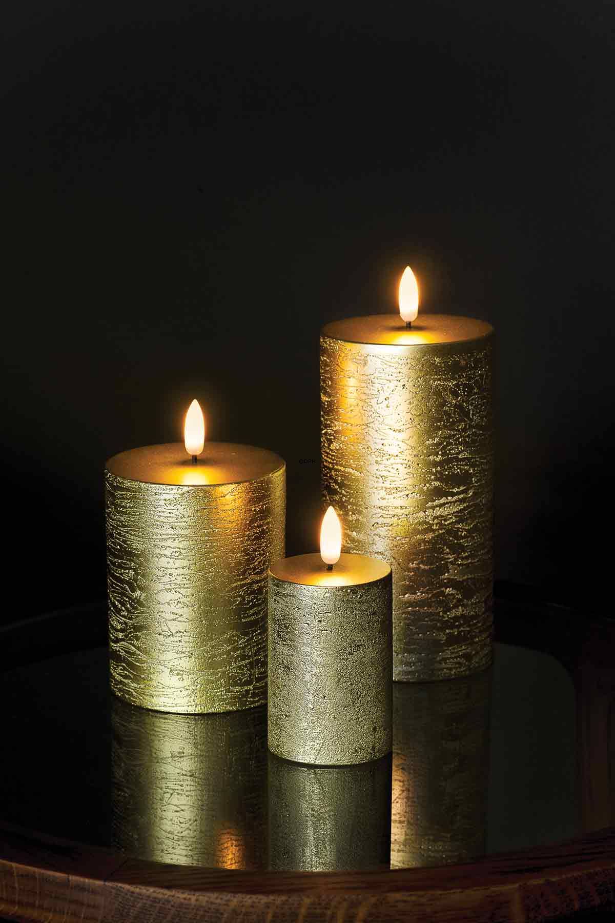 UYUNI Lighting LED Pillar Candle, Medium, Gold | No. 1417 | Alt. UL-PI
