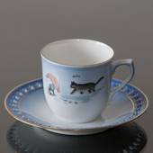 Wiberg Christmas Service, cup and saucer, pixie and cat, Bing & Grondahl 