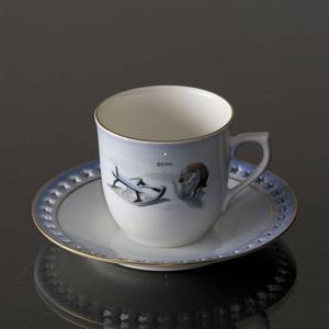 Wiberg Christmas Service, cup and saucer, pixie and sledge, Bing & Grondahl | No. 1504071 | Alt. 3504-305 | DPH Trading
