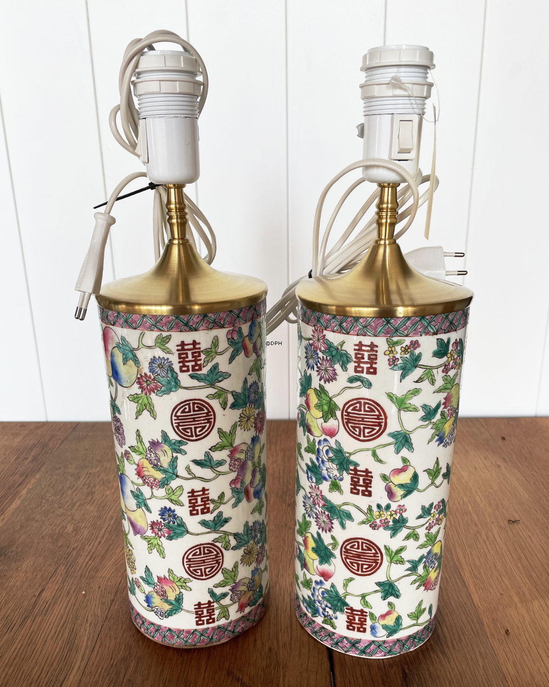 Old Chinese Hatstand Lamps PAIR (2 pcs) (with NEW electrical installation)