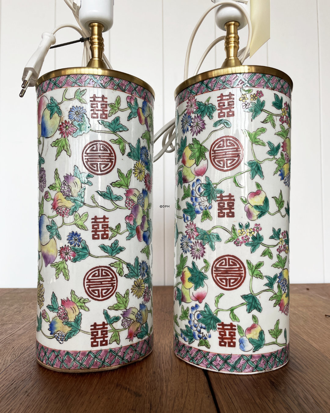 Old Chinese Hatstand Lamps PAIR (2 pcs) (with NEW electrical installation)