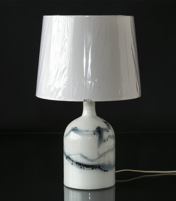 Holmegaard Lamp Art 2 with blue decoration, tablelamp 28 cm - Discontinued