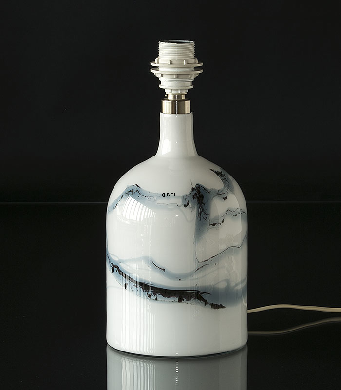 Holmegaard Lamp Art 2 with blue decoration, tablelamp 28 cm - Discontinued