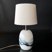Holmegaard Sakura table lamp, LARGE, oval with blue stribes, without shade ...